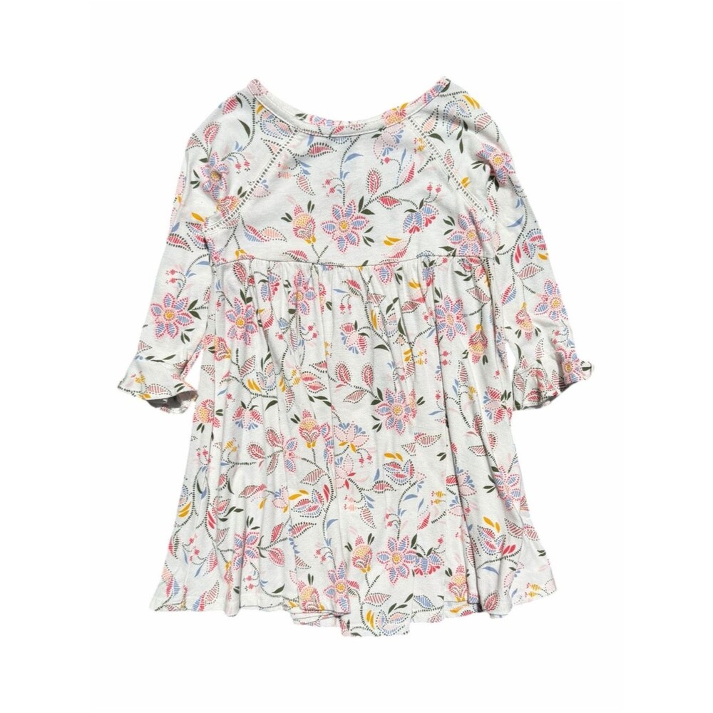 Old Navy Floral Dress Girls 5T Ivory Multicolor Boho Cottagecore Cream Blue Pink
